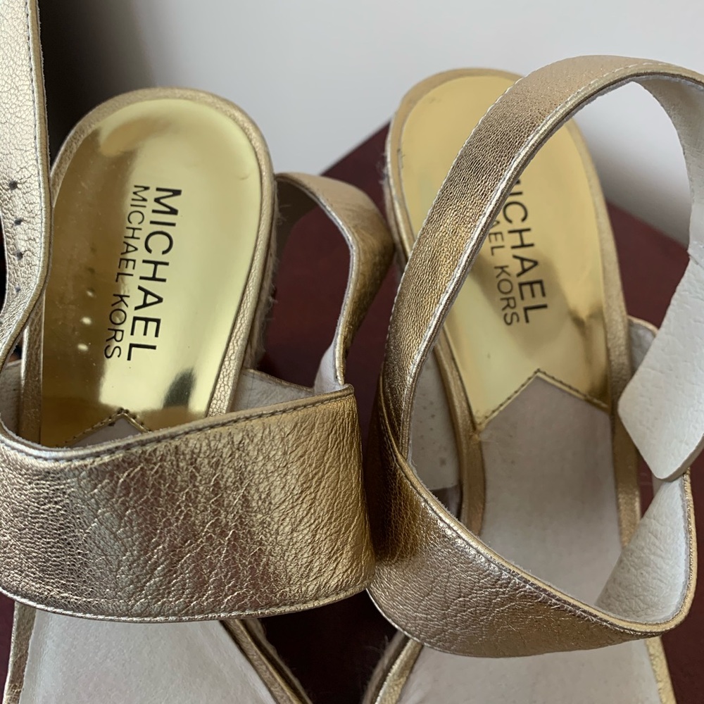 Michael Kors gold wedges